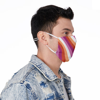 Striped All-Over Print Face Mask with Adjustable Ear Loops