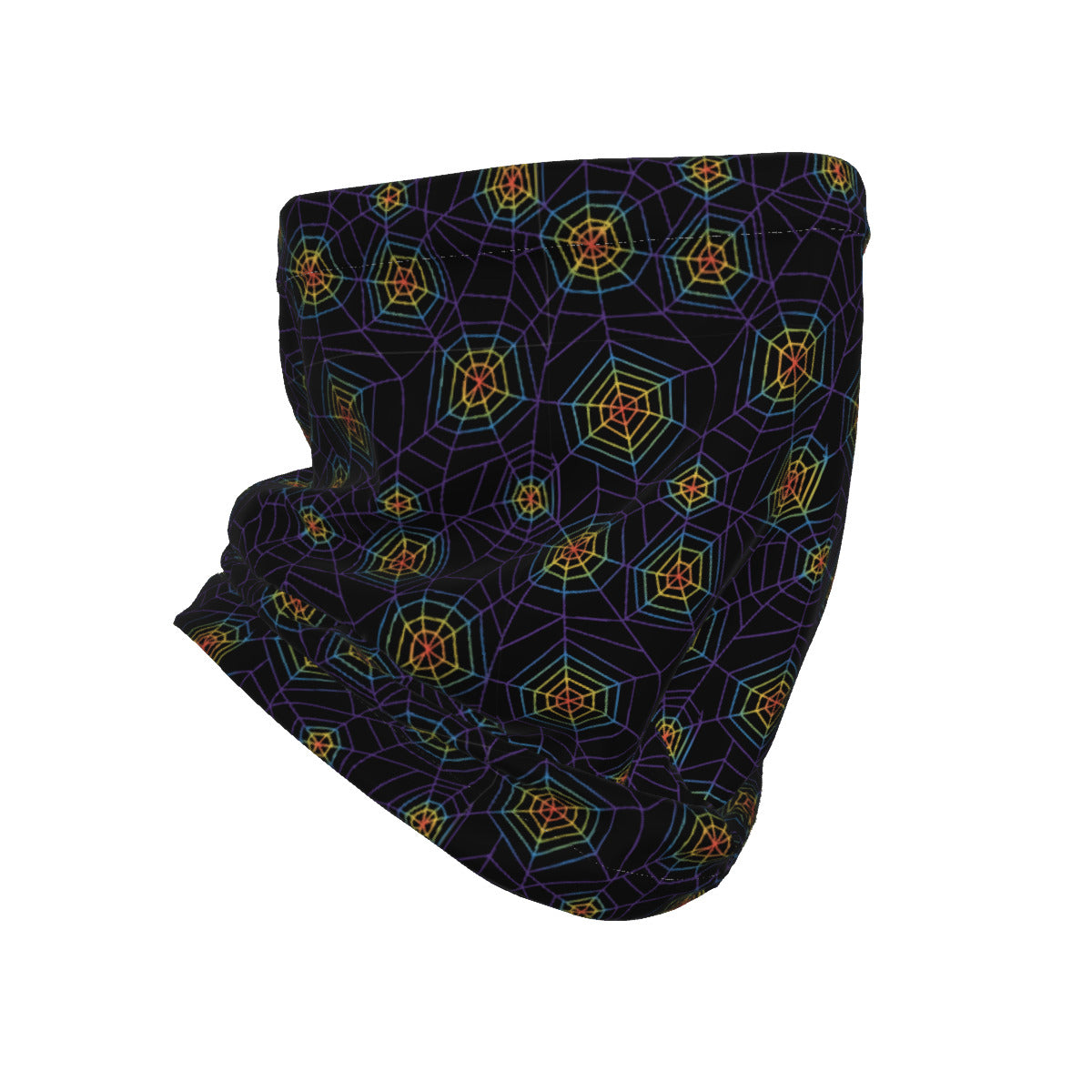 Organic Spiderweb Pattern All-Over Print Knitted Fleece Neck Cover