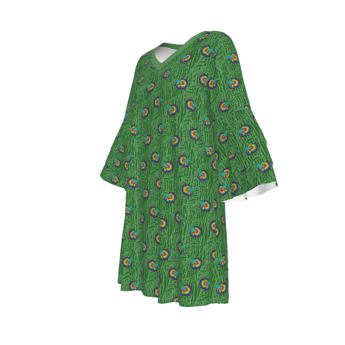 Betta and Seaweed Pattern Stacked Ruffle Sleeve Dress | Choose Your Colourway