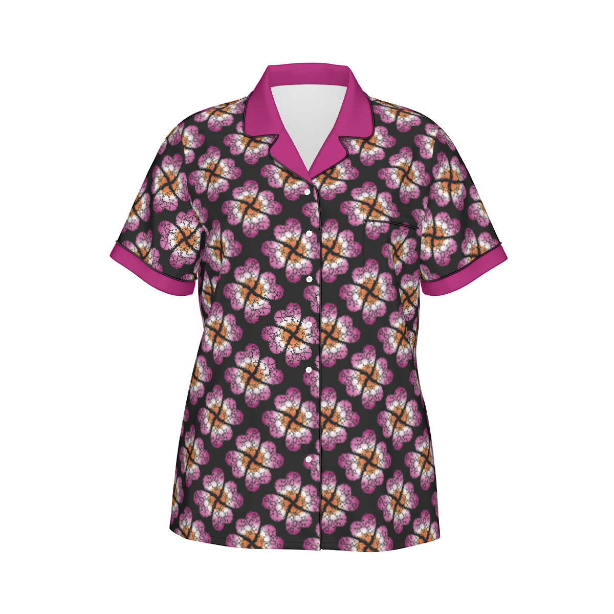 Heart Flower Patterned Faux Silk Pajama Set with Shorts | Choose Your Colourway