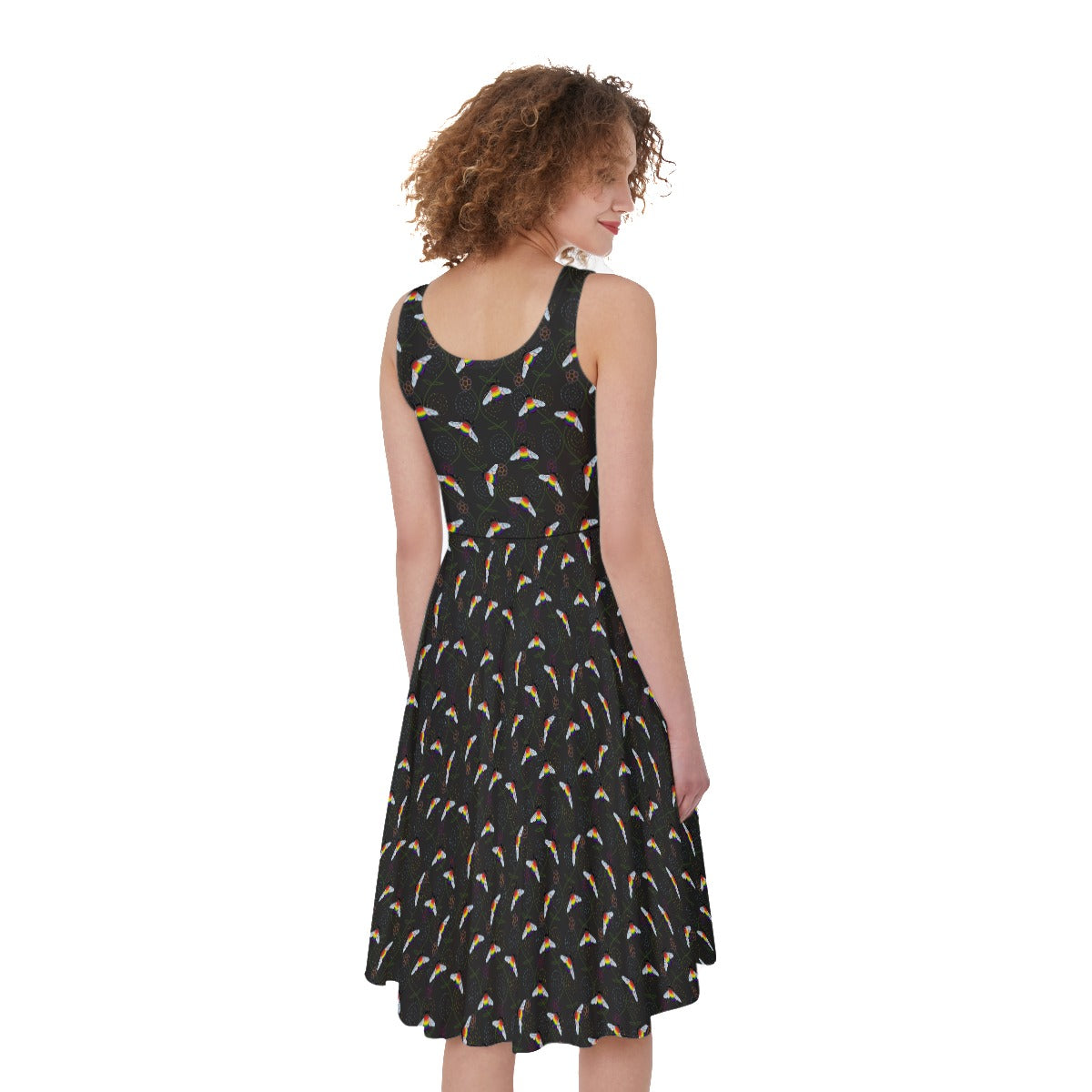 Bumblebee and Vine Pattern Sleeveless A-Line Dress | Choose Your Colourway