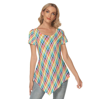 Queer Argyle Asymmetrical Hem Tshirt