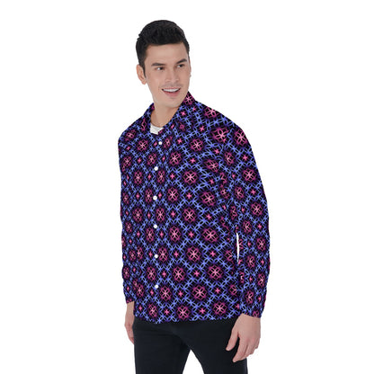 Circle Trellis Pattern 4-Way Stretch Long Sleeve Shirt with Collar | Relaxed Fit | Choose Your Colourway