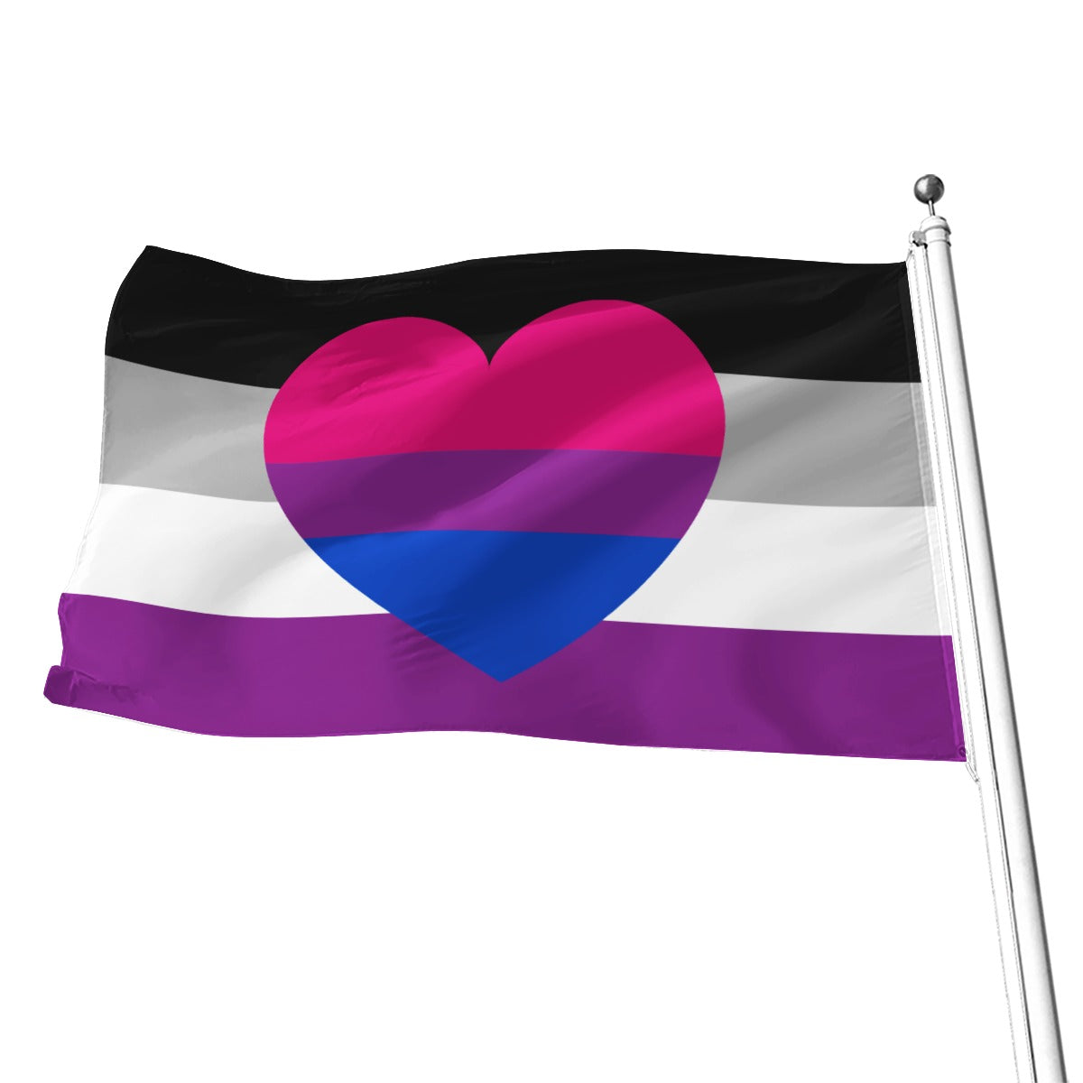 Drapeau biromantique asexué imprimé all-over | 5 tailles