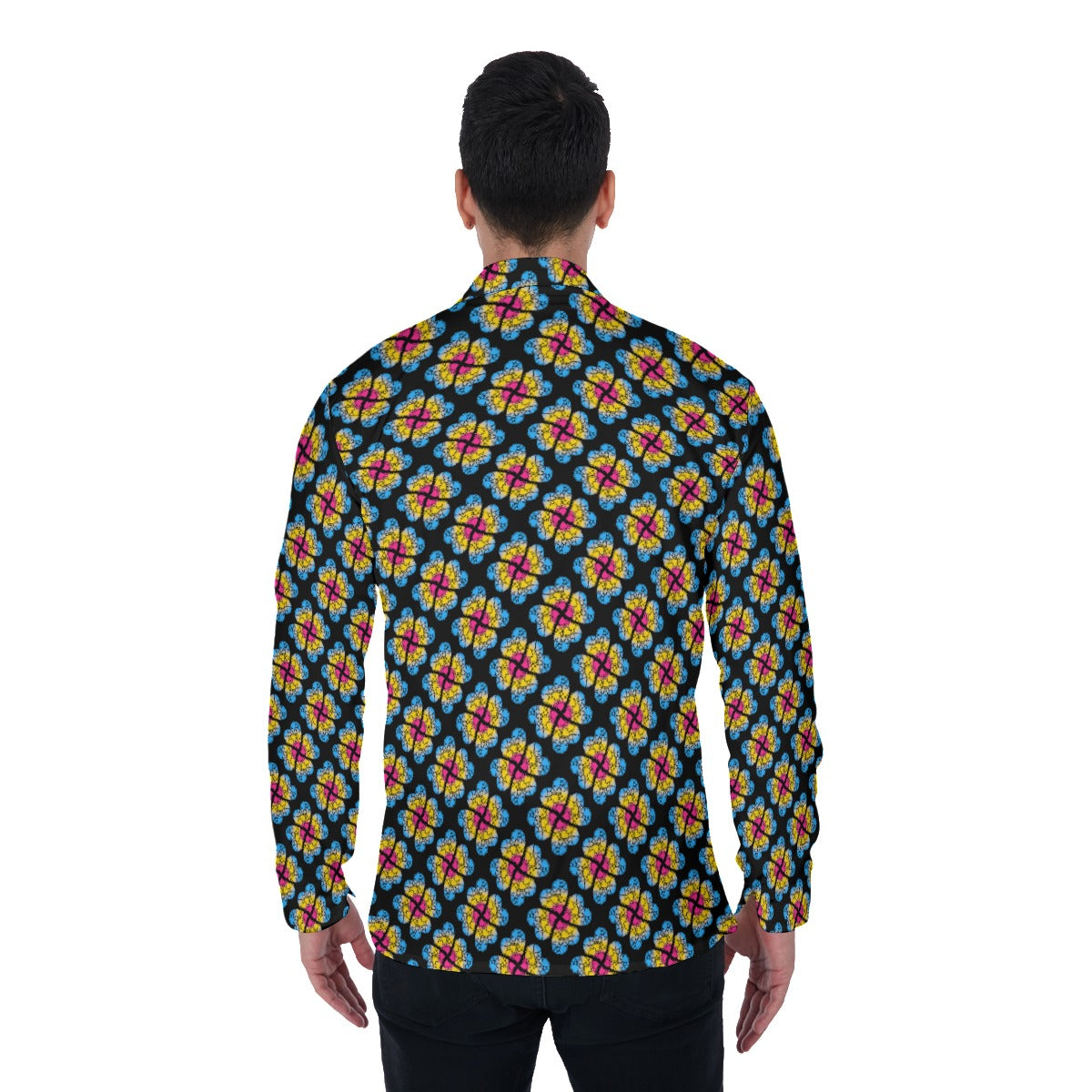 Heart Flowers 4-Way Stretch Long Sleeve Shirt with Collar | Relaxed Fit | Choose Your Colourway