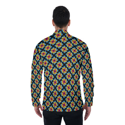 Heart Flowers 4-Way Stretch Long Sleeve Shirt with Collar | Relaxed Fit | Choose Your Colourway