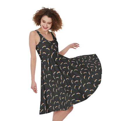 Bumblebee and Vine Pattern Sleeveless A-Line Dress | Choose Your Colourway