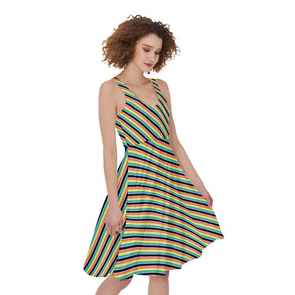 Pride Striped Sleeveless A-Line Dress | Choose Your Colourway