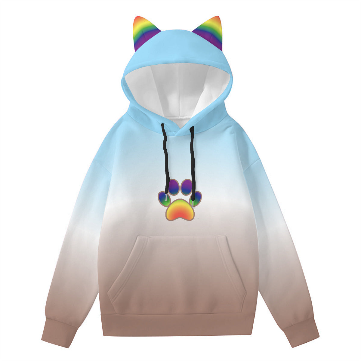 Furry LGBTQ Pride Gradient Hoodie With Ears