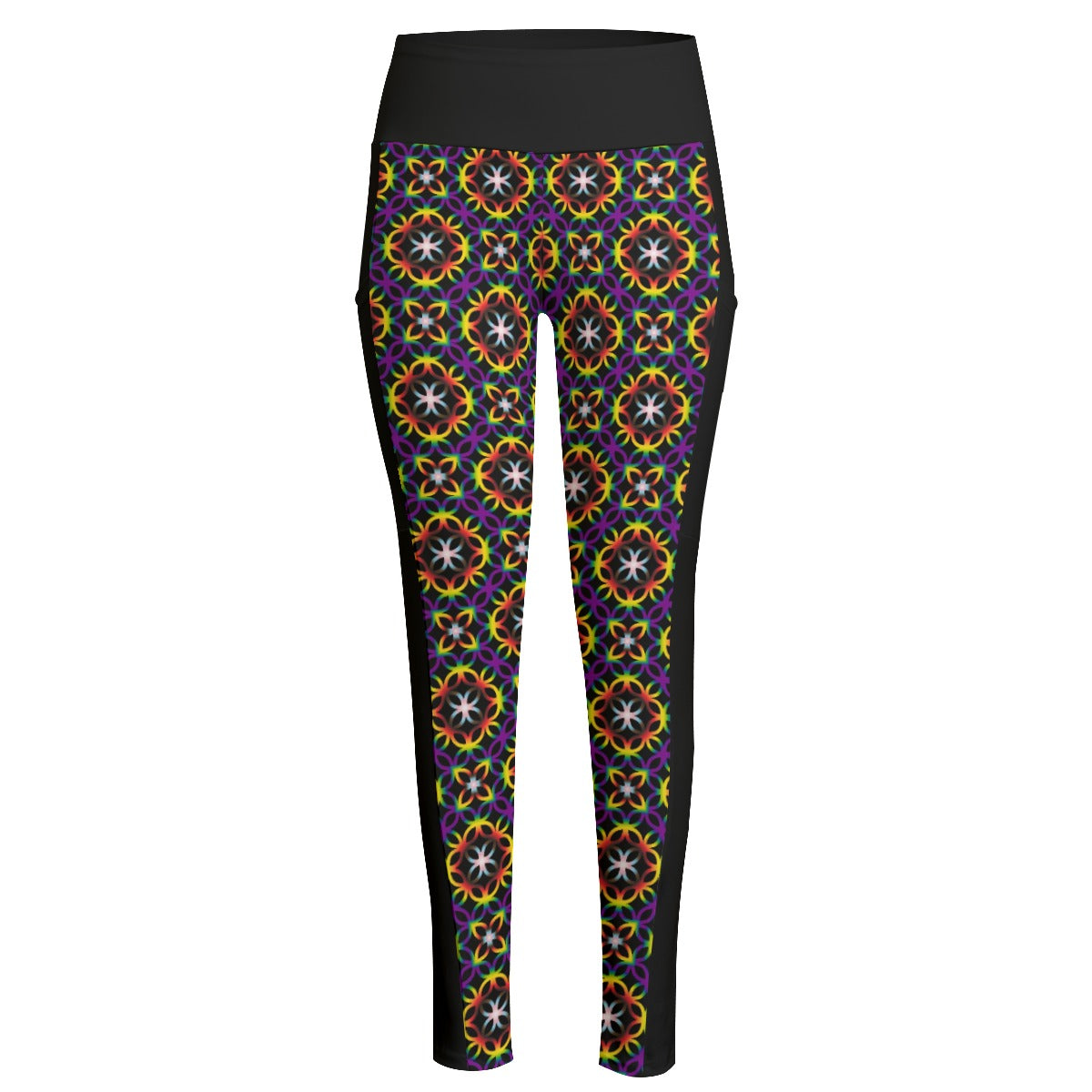 Circle Trellis Patterned High Waist Leggings With Side Pockets | Choose Your Colourway