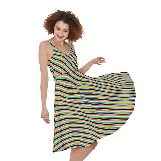 Pride Striped Sleeveless A-Line Dress | Choose Your Colourway