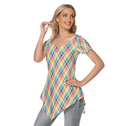 Queer Argyle Asymmetrical Hem Tshirt