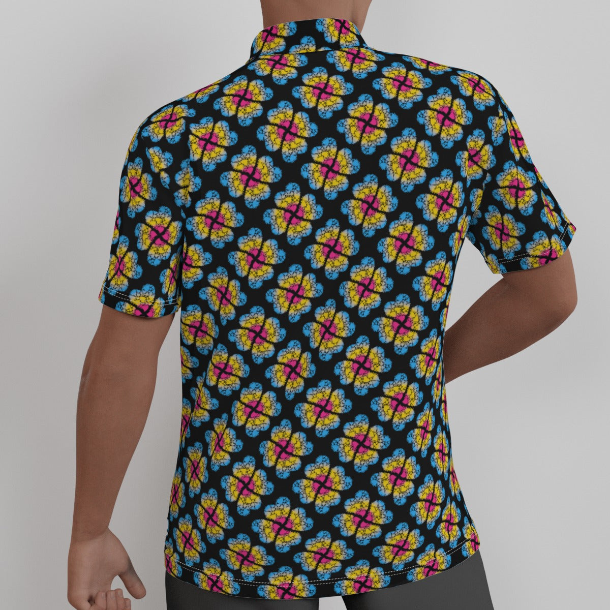 Heart Flower Pattern 4-Way Stretch Shirt with Collar | Relaxed Fit | Choose Your Colourway