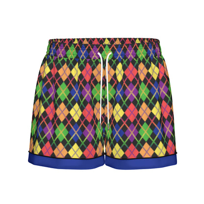 Pride Plaid or Argyle Faux Silk Pajama Set with Shorts | Choose Your Colourway