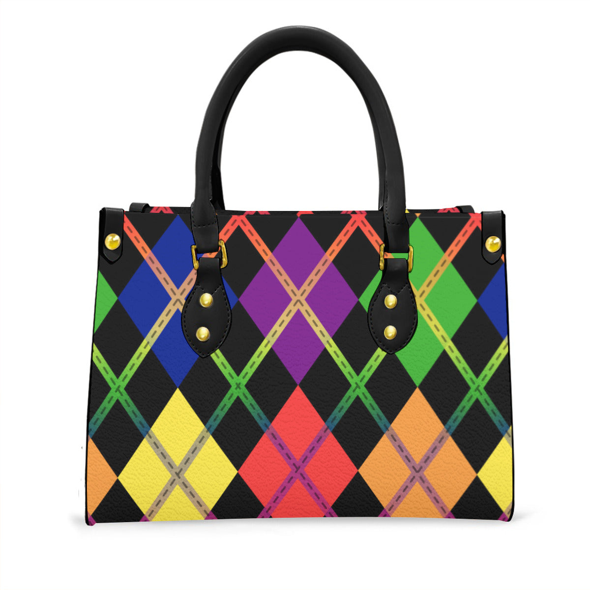 Plaid Zippered Tote Bag with Black Handles and Zippered Pockets | Choose Your Colourway