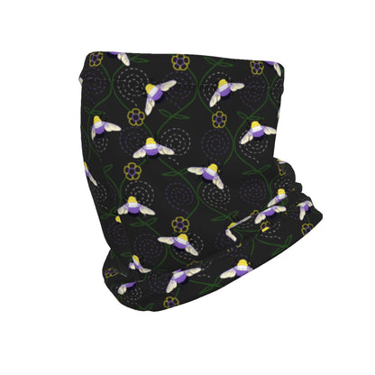 Bumblebee and Vine Trellis Patterned All-Over Print Knitted Fleece Neck Cover