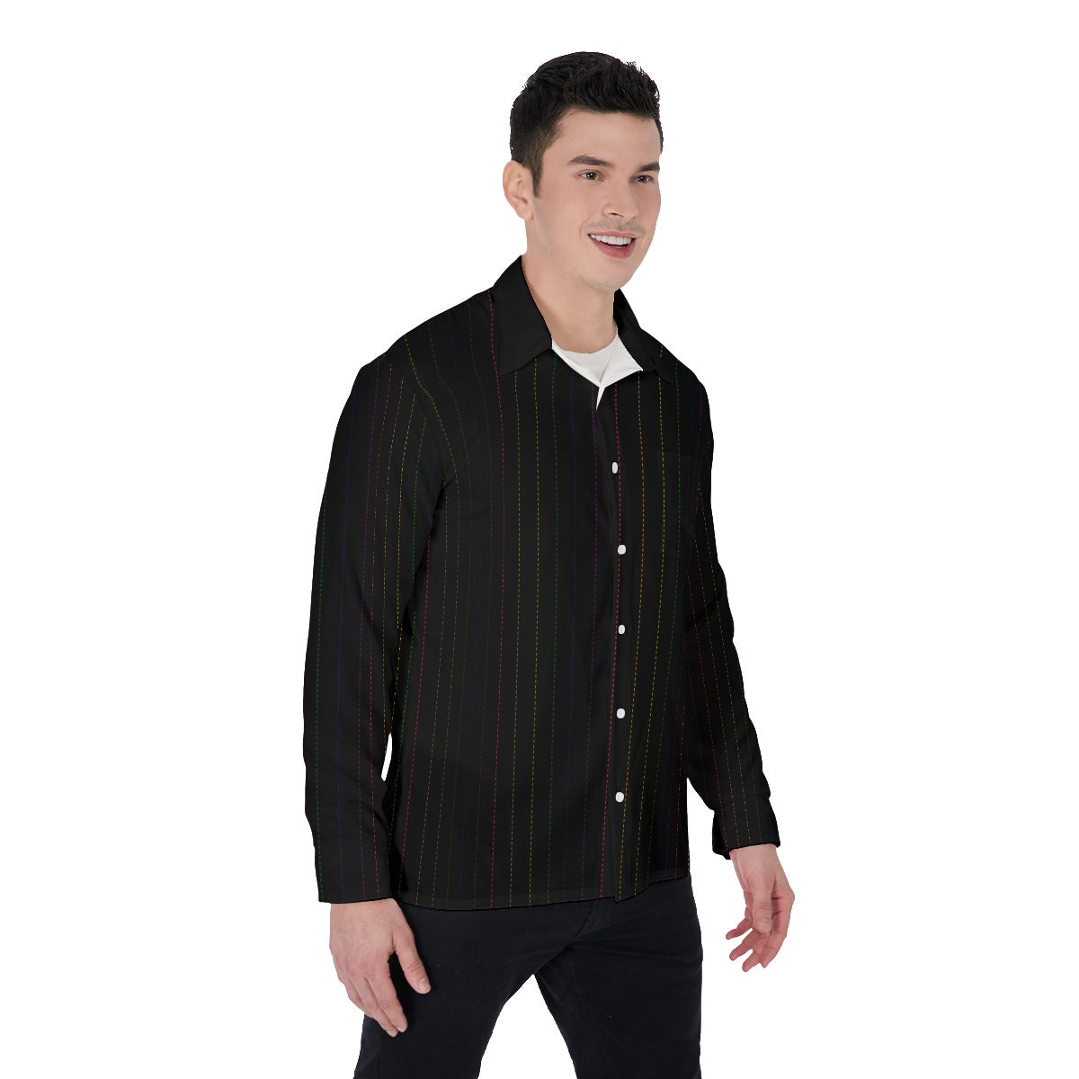 Pride Pinstriped 4-Way Stretch Long Sleeve Shirt with Collar | Relaxed Fit | Choose Your Colourway