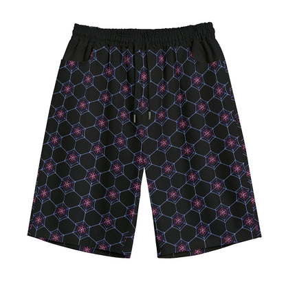 Geometric Spiderweb Straight Casual Shorts | 245GSM Cotton | Choose Your Colourway