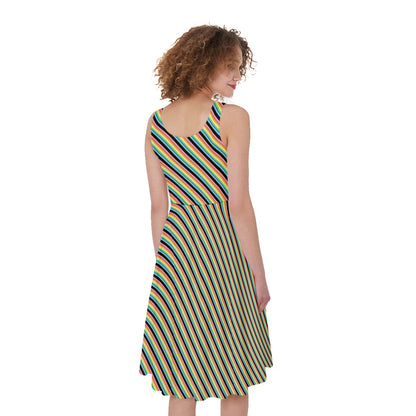 Pride Striped Sleeveless A-Line Dress | Choose Your Colourway