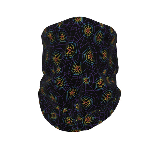 Organic Spiderweb Pattern All-Over Print Knitted Fleece Neck Cover