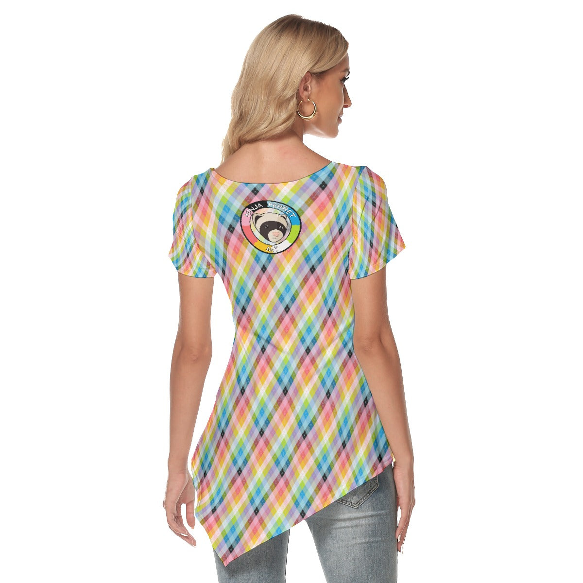 Queer Argyle Asymmetrical Hem Tshirt