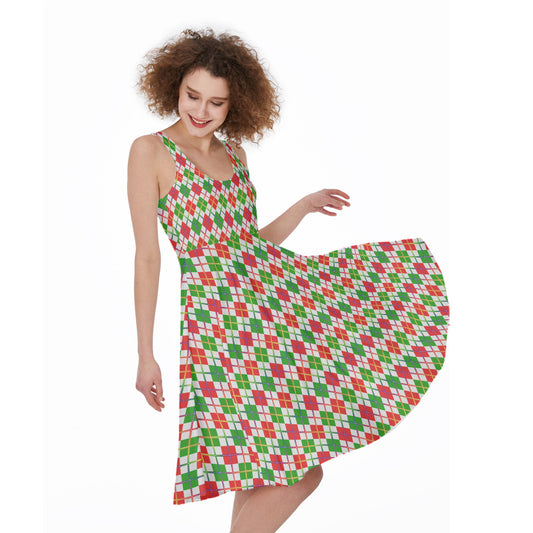 Holiday Patterned Sleeveless A-Line Dress | Choose Your Pattern