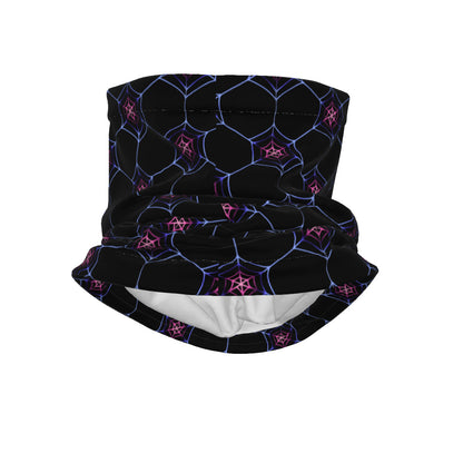 Geometric Spiderweb All-Over Print Knitted Fleece Neck Cover