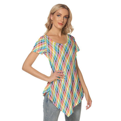 Queer Argyle Asymmetrical Hem Tshirt