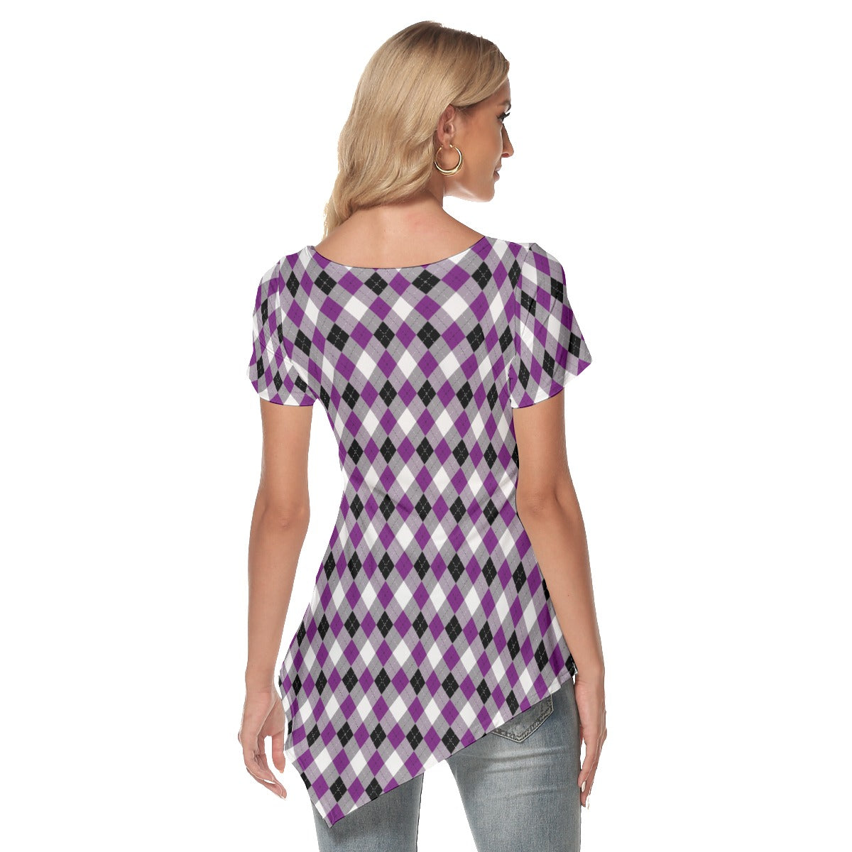 Pride Plaid or Argyle Asymmetrical Hem Short Sleeve T-shirt | Choose Your Colourway and Pattern