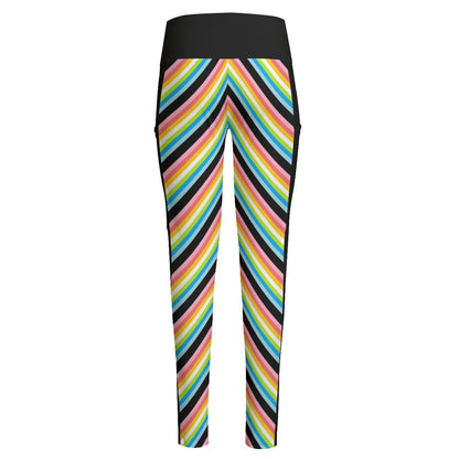 Leggings taille haute rayés Pride avec poches latérales | Choisissez votre coloris