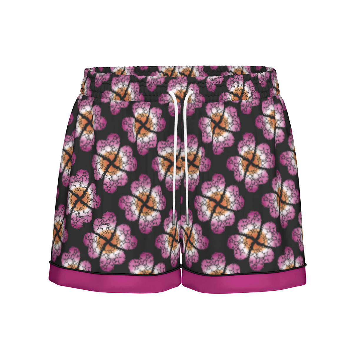 Heart Flower Patterned Faux Silk Pajama Set with Shorts | Choose Your Colourway