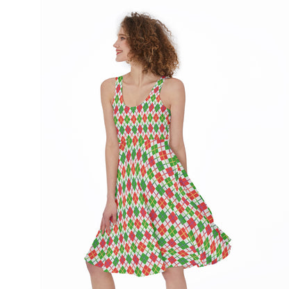 Holiday Patterned Sleeveless A-Line Dress | Choose Your Pattern