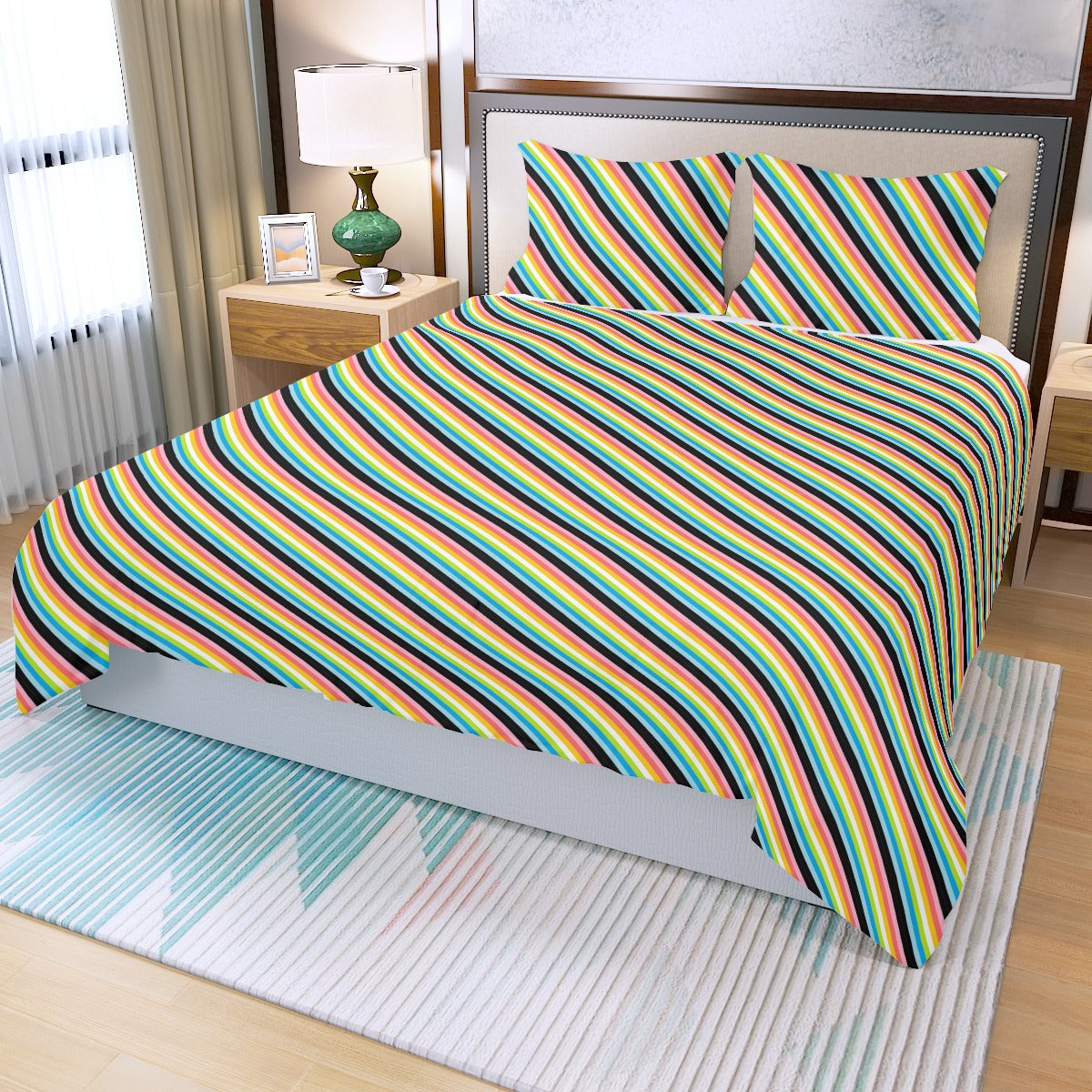 Pride Striped Three Piece Duvet Cover Set | Choose Your Colourway