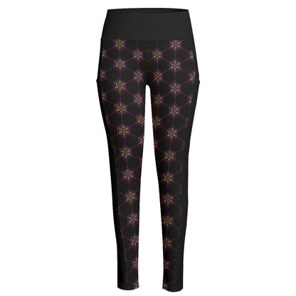 Geometric Spiderweb High Waist Leggings With Side Pockets | Choose Your Colourway