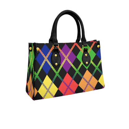 Plaid Zippered Tote Bag with Black Handles and Zippered Pockets | Choose Your Colourway