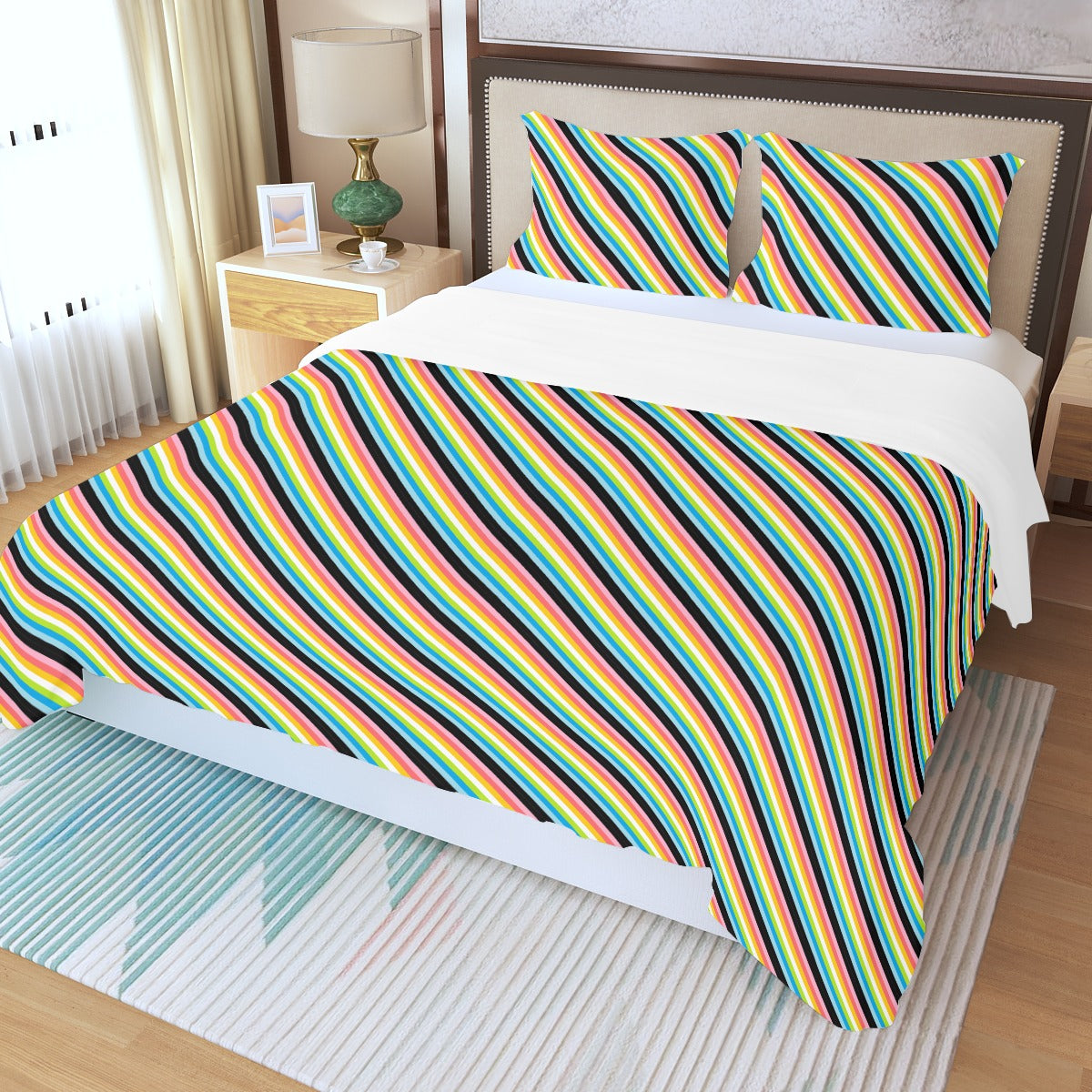 Pride Striped Three Piece Duvet Cover Set | Choose Your Colourway