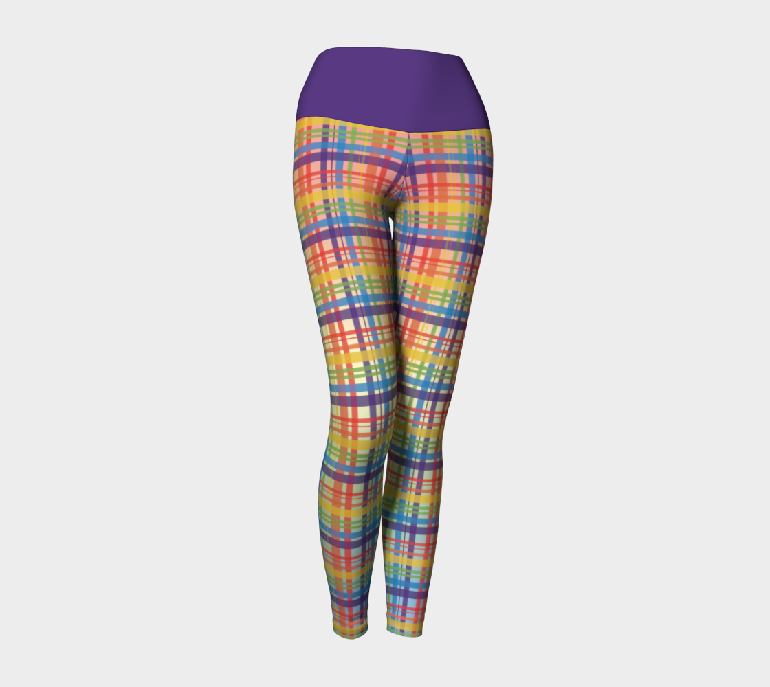 Muted Rainbow Plaid Gradient Leggings