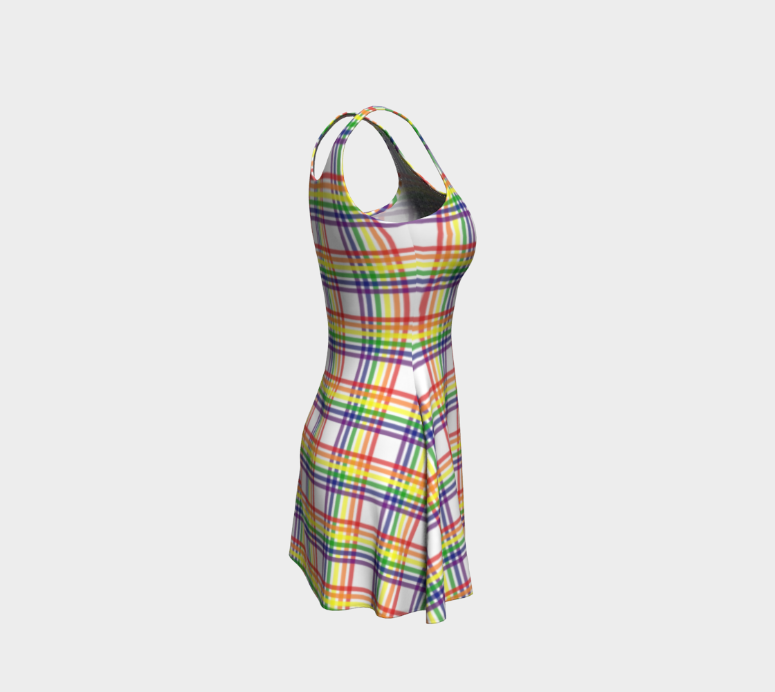 Rainbow and White Plaid Flare Dress