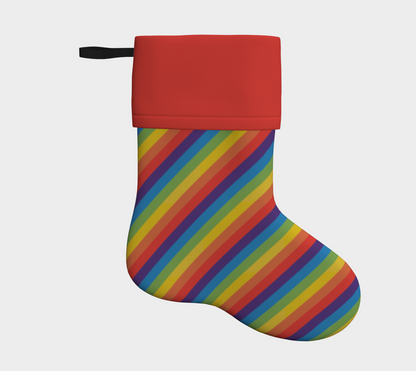 Muted Rainbow  Striped Holiday Stocking