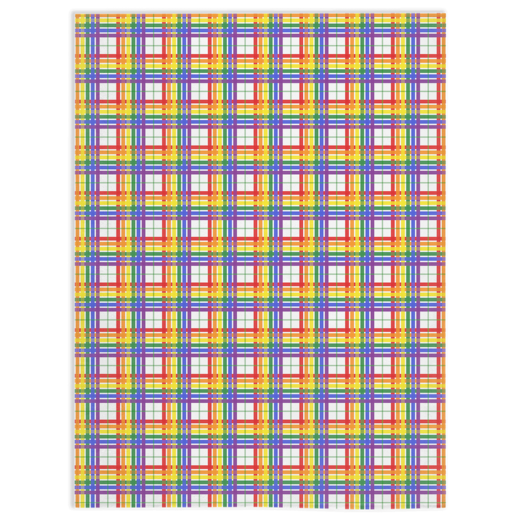 Rainbow and White Plaid Pride Minky Blankets