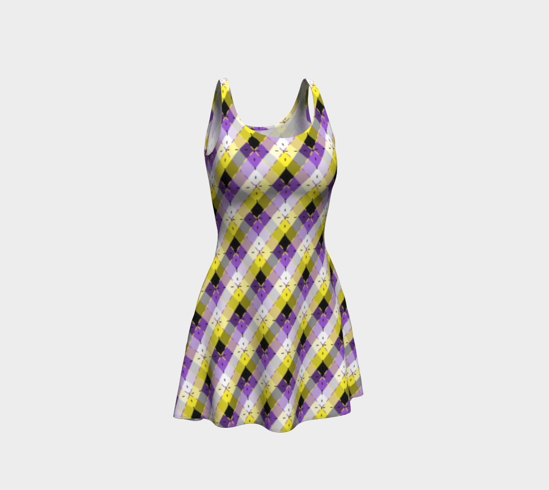 Nonbinary Bright Argyle Flare Dress