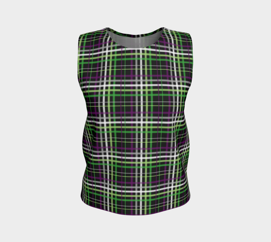 Aroace - V6 Plaid Loose Tank (Long) Loose Tank Top (Long) ninjaferretart