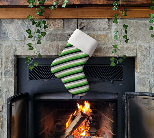 Aromantic  Striped Holiday Stocking Holiday Stocking ninjaferretart