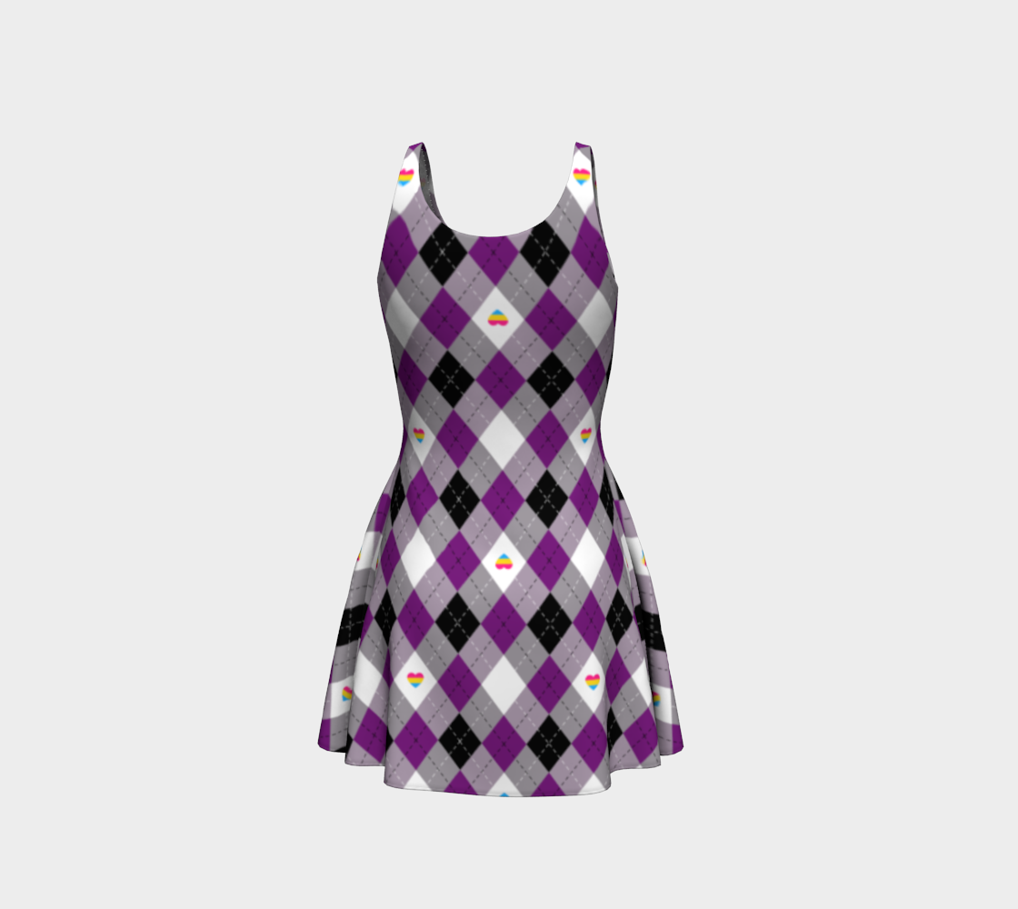 Asexual Panromantic Argyle Flare Dress Flare Dress ninjaferretart