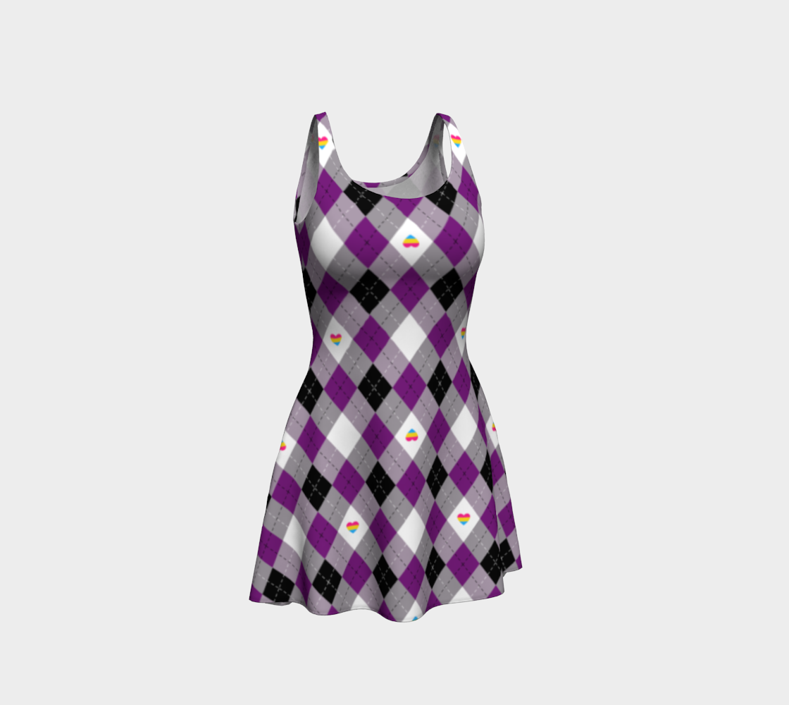 Asexual Panromantic Argyle Flare Dress Flare Dress ninjaferretart