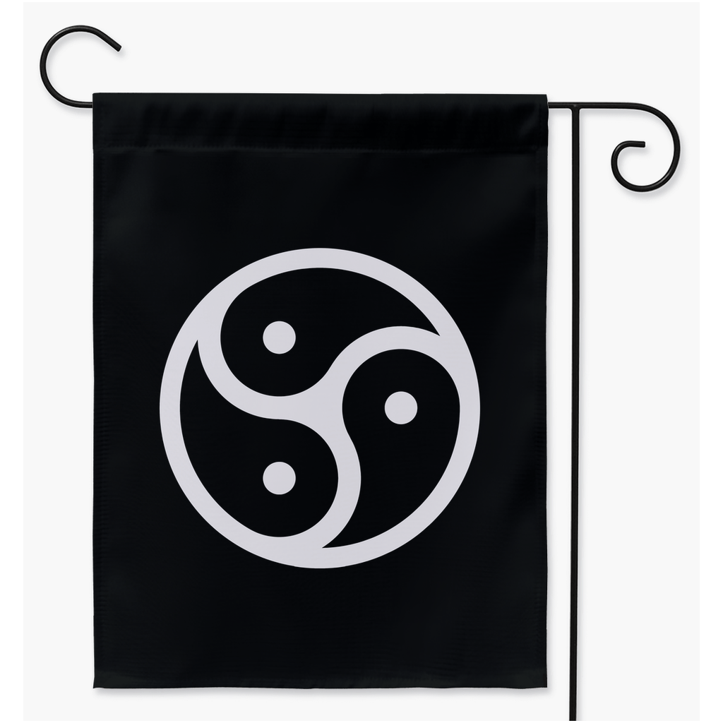 BDSM Triskele on Black Yard and Garden Flag | Single Or Double-Sided | 2 Sizes Yard Flag ninjaferretart