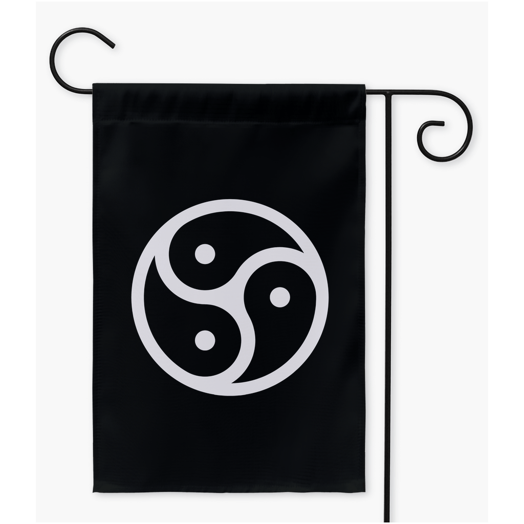 BDSM Triskele on Black Yard and Garden Flag | Single Or Double-Sided | 2 Sizes Yard Flag ninjaferretart