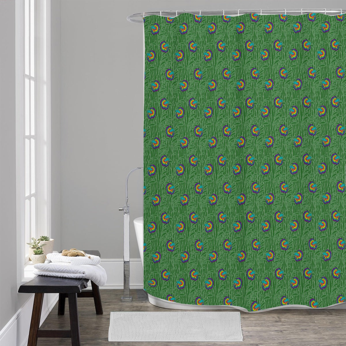 Betta and Seaweed Pattern Shower Curtains 150（gsm) | Choose Your Colourway  ninjaferretart