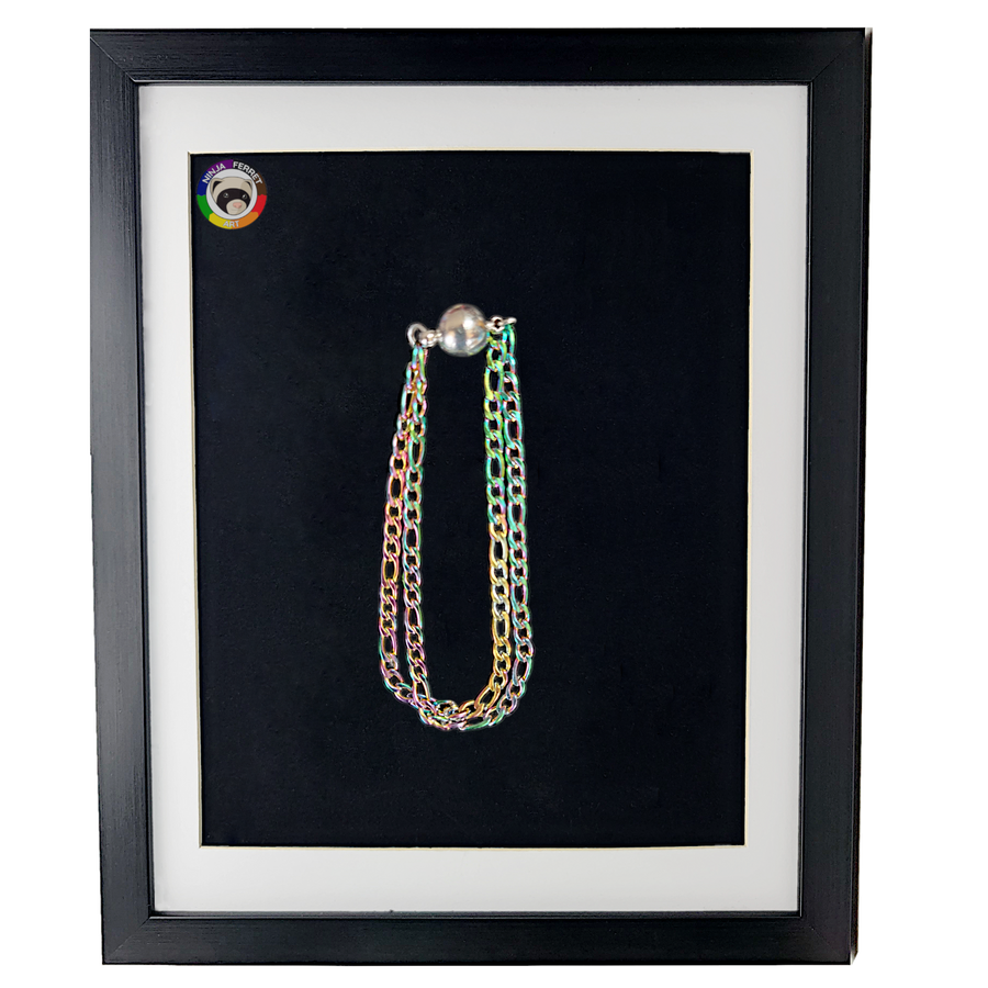 Bracelet double brin chaîne Figaro arc-en-ciel