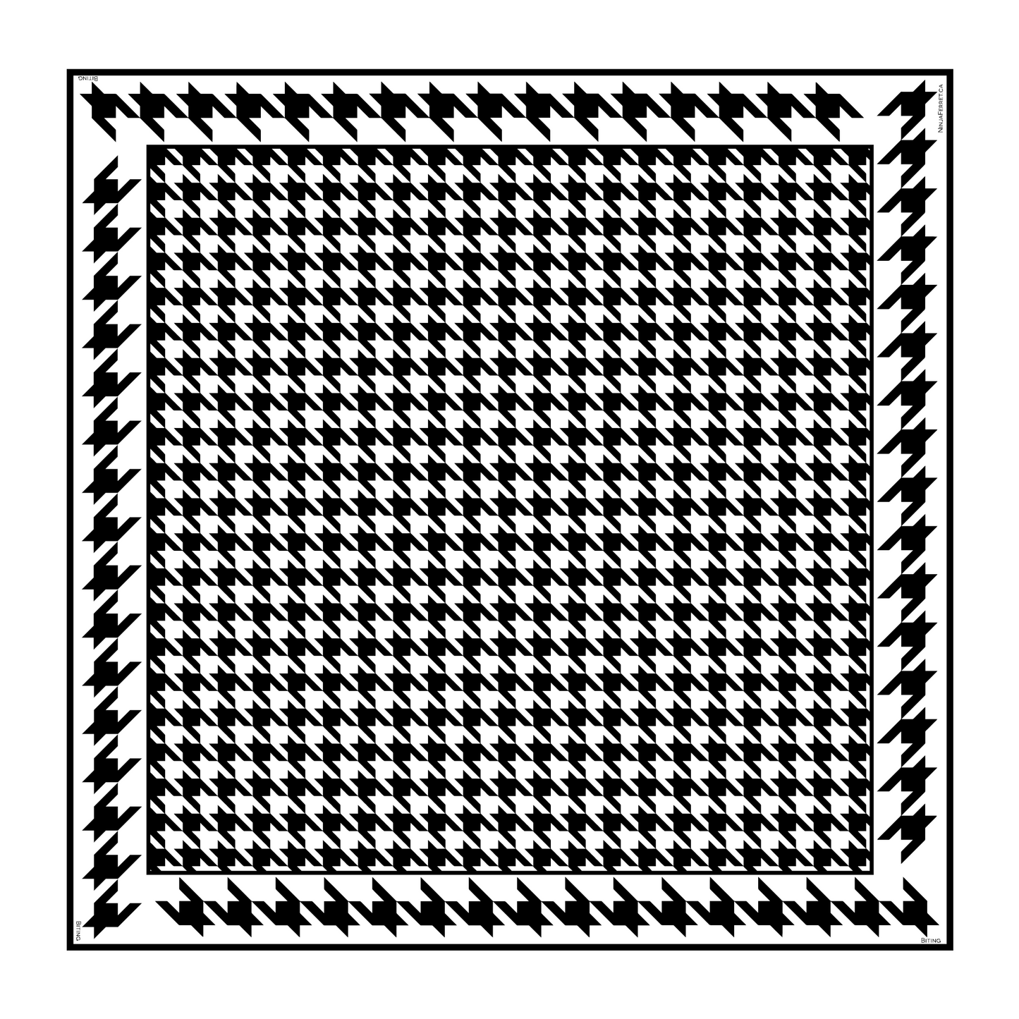 Houndstooth hanky with the word "Biting" written in each corner.